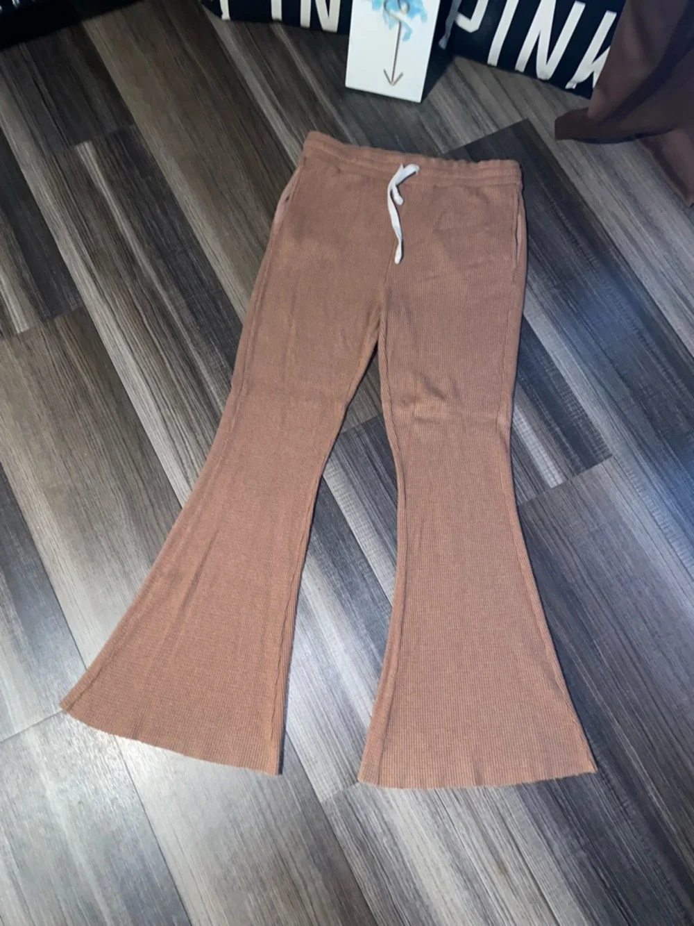 American Eagle Brown Knit Flared Sweatpants - Picture 8 of 9